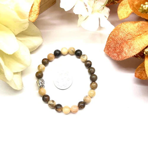 Zen Coded Peach and Black Moonstone Bracelet (Healing Hormonal Changes) - Image 3